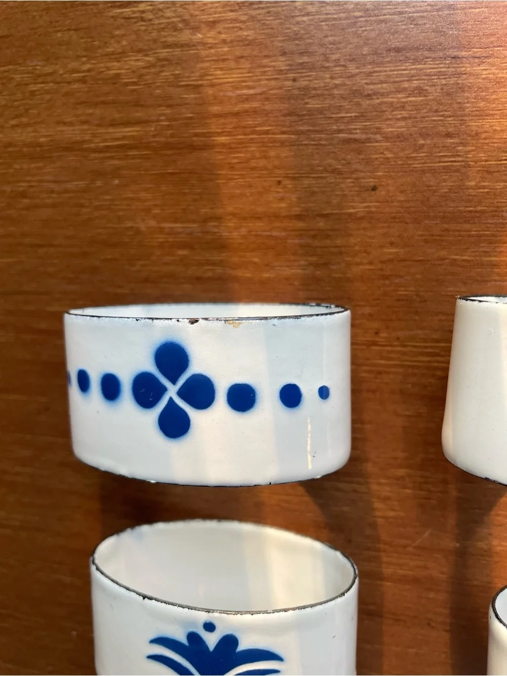 Katarina Brieditis for IKEA Set of 6 HEDER Napkin Rings Blue & White Enamel